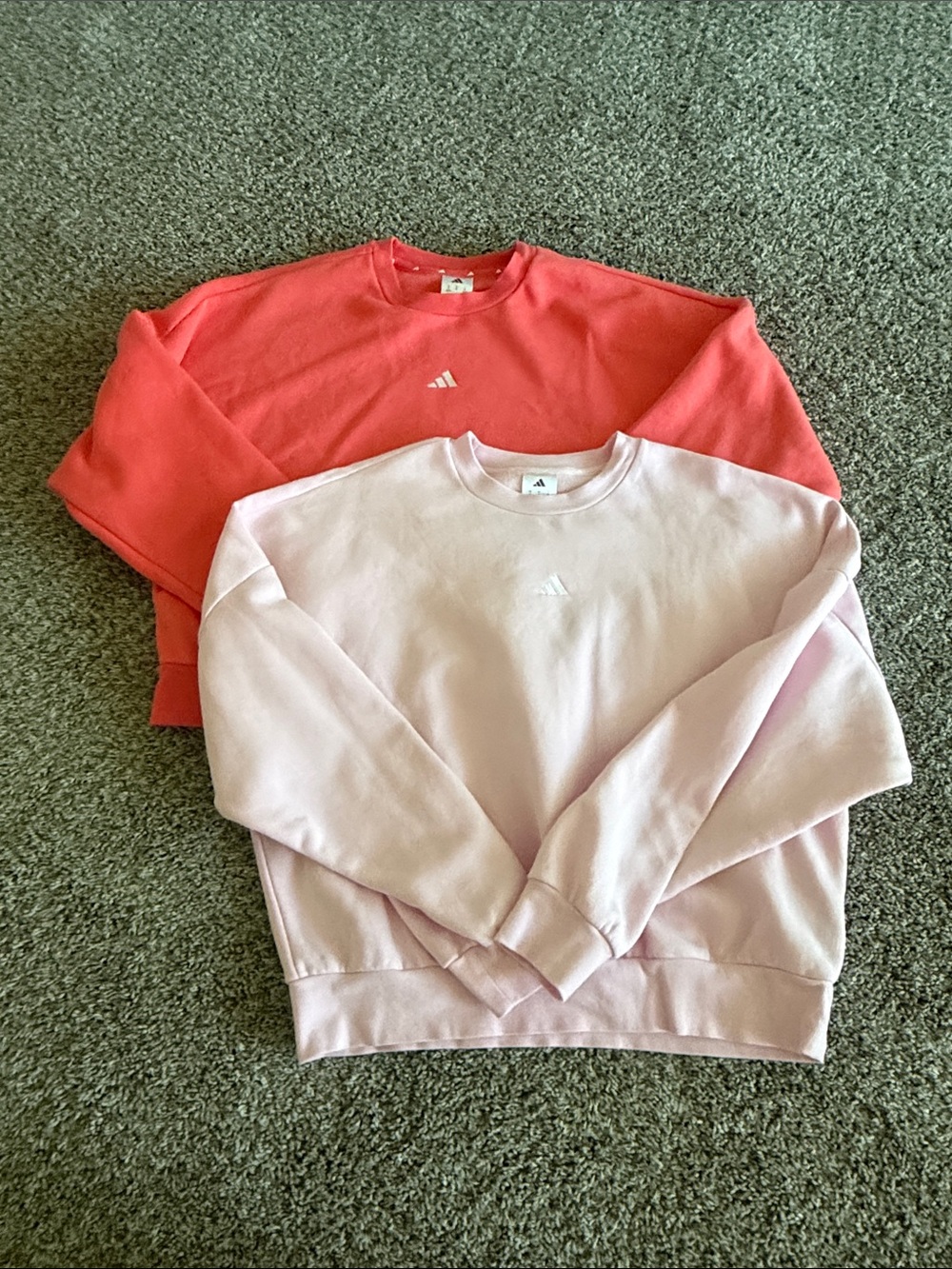 adidas Women’s Crewneck Sweatshirts - Coral & Light Pink